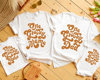 Groovy One Matching Family Birthday Shirts, Groovy 1st Birthday Shirt, Mommy and Me Shirts, Two Groovy Outfit, Retro Hippie Daisy 70's Tees