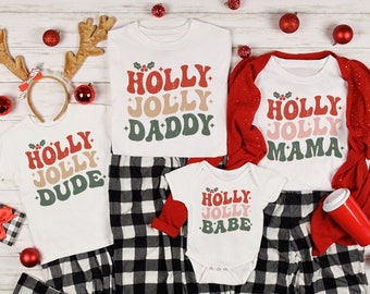 Christmas Matching Family Shirts, Mommy and Me Shirts, Holly Jolly Mama, Christmas Pajama Shirts, Retro Christmas Family Tees, Holiday Tees