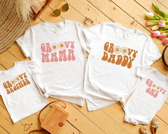 Groovy One Family Birthday Shirts, Groovy One Birthday Girl Tee, Groovy 1st Birthday Outfit, Matching Mommy and Me Shirts, Retro Groovy Pink
