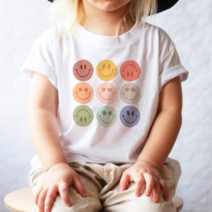 Smiley Face Toddler Shirt | Retro Boho Toddler Girls Clothes Toddler Boys Shirt 70s UnisexTee | Aesthetic Modern Kids Clothes Youth TShirt