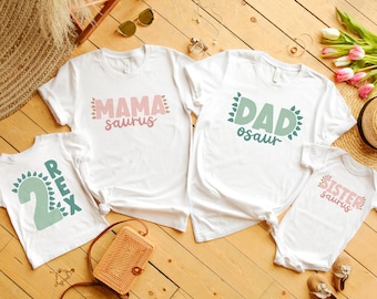 Two Rex 2nd Birthday Shirt: Dinosaur Family Matching Tees