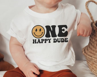 One Happy Dude Family Birthday Shirts, 1st Birthday Shirt, Smiley Face Birthday Outfit, One Cool Dude, Matching Birthday Tees, Mommy and Me