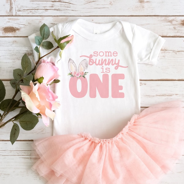 Bunny 1st Birthday Outfit, Some Bunny Is One Birthday Outfit, Floral Bunny Birthday Shirt, Mommy and Me Shirts, Matching Bunny Family Shirts