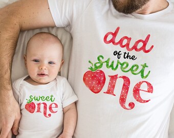 Sweet One Strawberry 1st Birthday Outfit: Matching Family Shirts