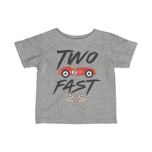 Two Fast Birthday Shirt: Race Car 2nd Birthday Tee Heather