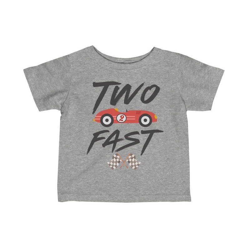 Two Fast Birthday Shirt: Race Car 2nd Birthday Tee Heather