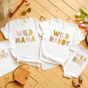 Wild One Mommy and Me Birthday Shirts, 1st Birthday Outfit, Wild One Birthday Shirt, Wild 1st, Safari Jungle Zoo Animal, Matching Family