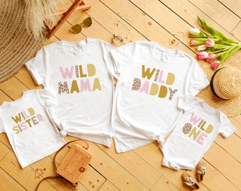 Wild One Mommy and Me Birthday Shirts, 1st Birthday Outfit, Wild One Birthday Shirt, Wild 1st, Safari Jungle Zoo Animal, Matching Family
