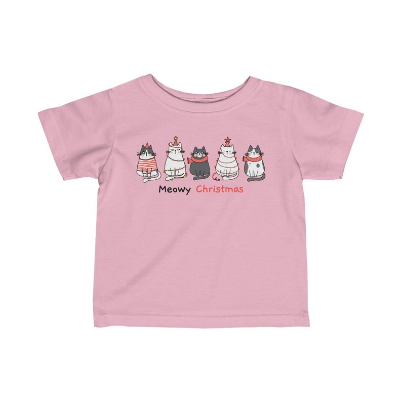 Meowy Christmas Cat Shirt: Retro Holiday Tee for Kids image 3