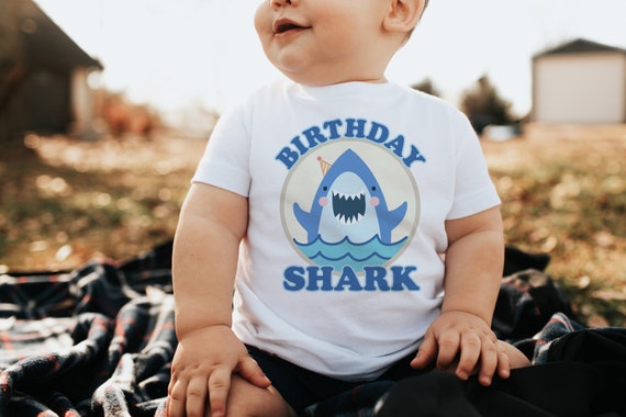 Birthday boy shark shirt sales