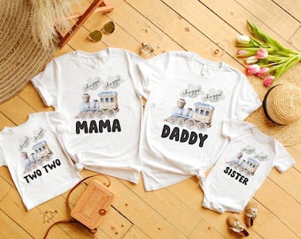 Train Matching Family Birthday Shirts, Chugga Chugga Two Two Birthday Shirt, Choo Choo I'm 2 Birthday, 2nd Birthday Tee, Mommy and Me Shirts