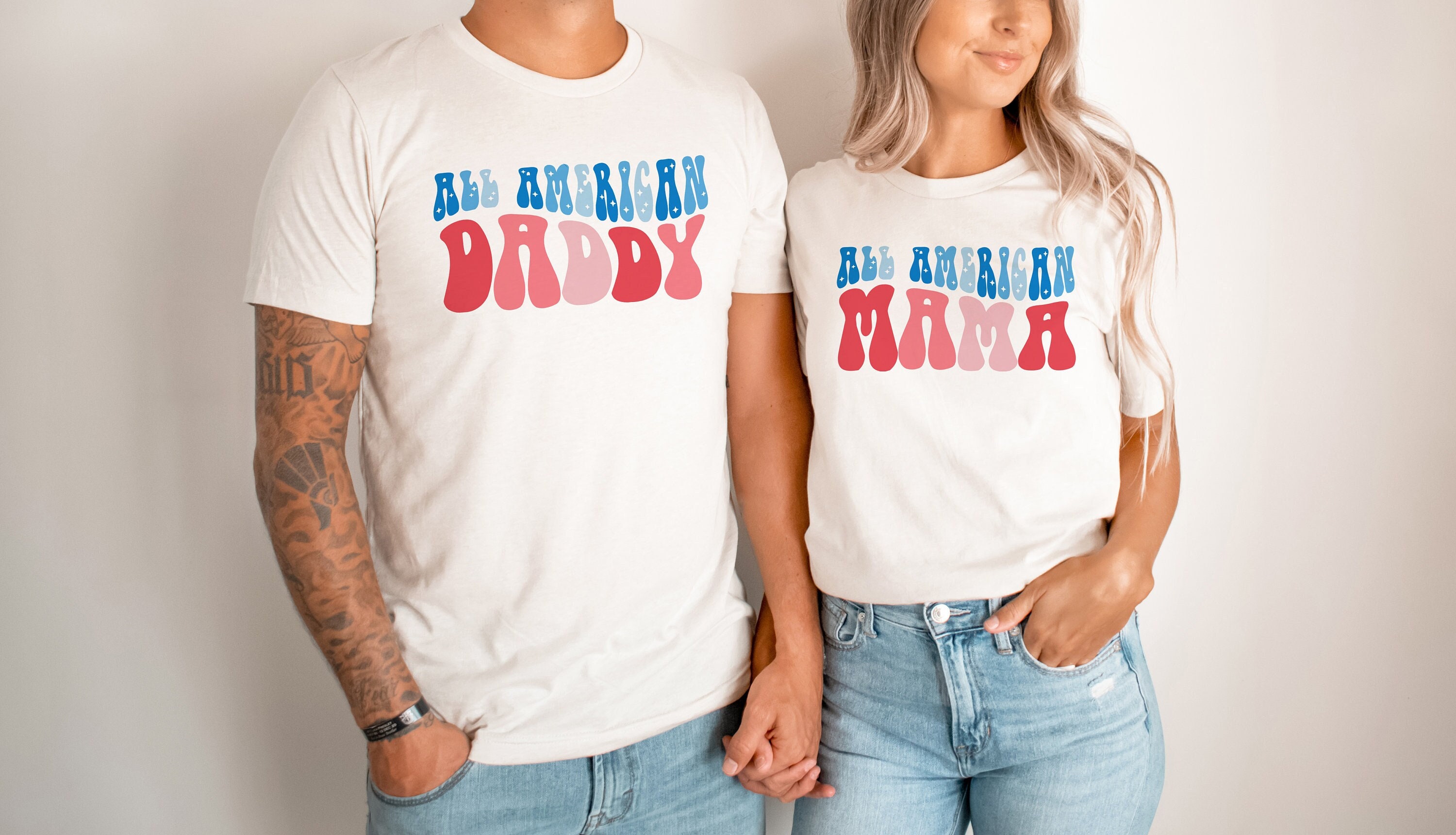 MODNTOGA Mommy And Me 4th Of July Tank Tops - American Flag Print, Cotton Blend