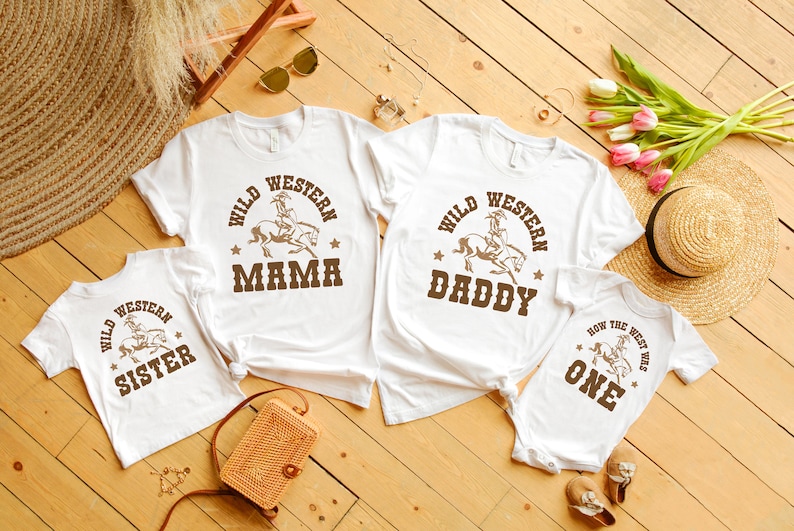 How The West Was One Birthday Shirts, Western Birthday Outfit, Cowboy 1st Birthday, Wild West Birthday, Matching Family Shirts, Mommy and Me image 4