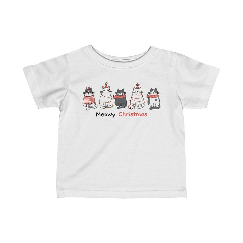 Meowy Christmas Cat Shirt: Retro Holiday Tee for Kids image 4