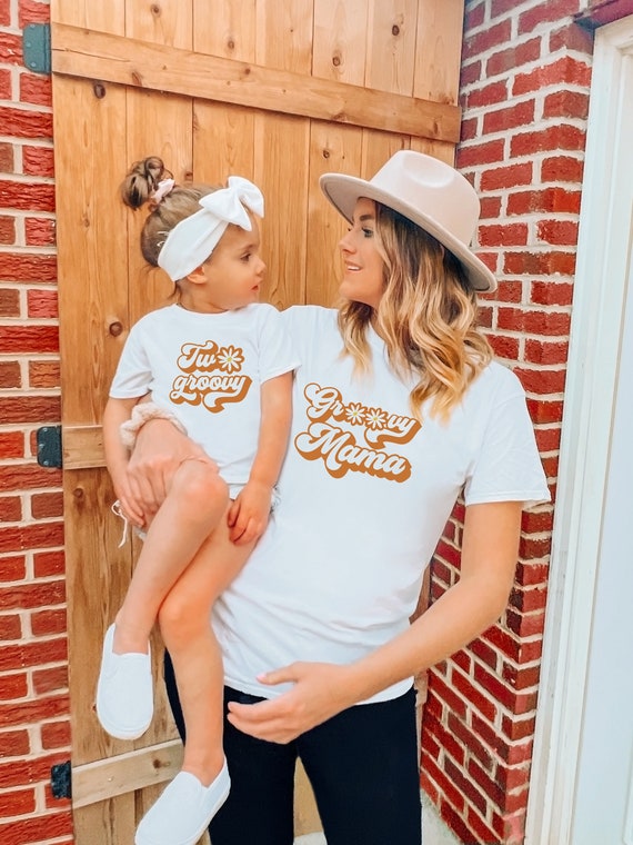 Two Groovy Mommy and Me Birthday Shirts, Groovy 2nd Birthday Outfit, Retro 2nd Birthday Outfit, Hippie Daisy 70s Family Birthday Tee