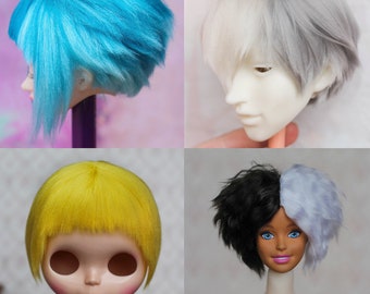 Short Custom Yarn wig for dolls BJD 1/8 1/6 1/4 1/3 Popvy Sister Barbi Monstr High Blyth Yelume