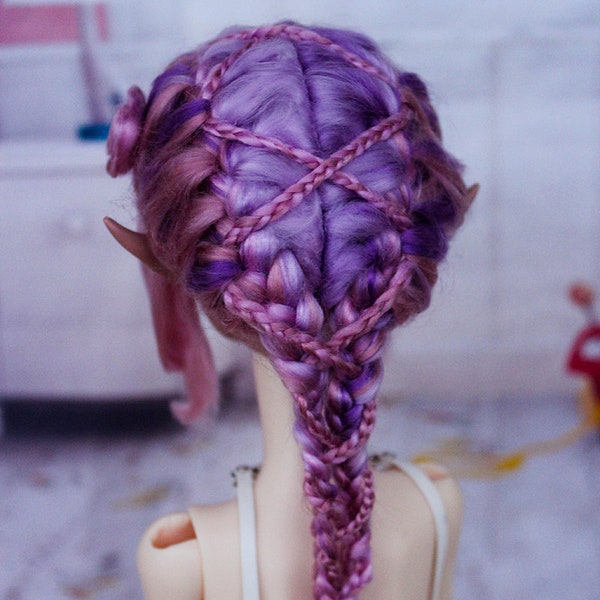 BJD art braided corset yarn wig 1/6 1/4 1/3 Blyth Yolume