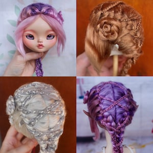 BJD art braided corset yarn wig 1/6 1/4 1/3 Blyth Yolume