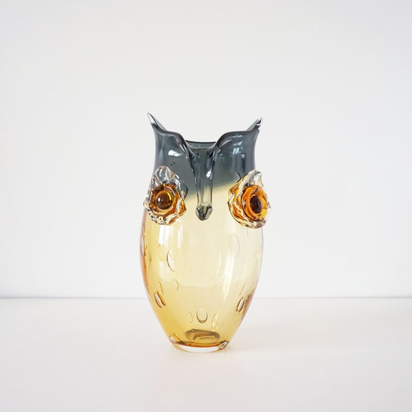 Owl vase in vintage glass