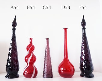 Vintage Italian glassware bottles or carafes in blown glass EMPOLI