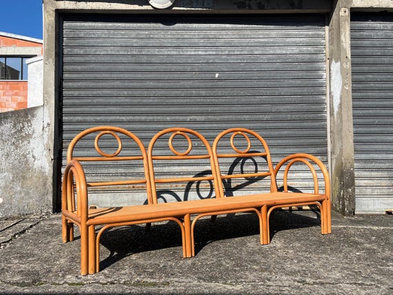 Vintage bamboo rattan sofa 1970