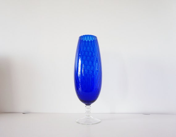Large Italian blown glass vase Verrerie Empoli 1960