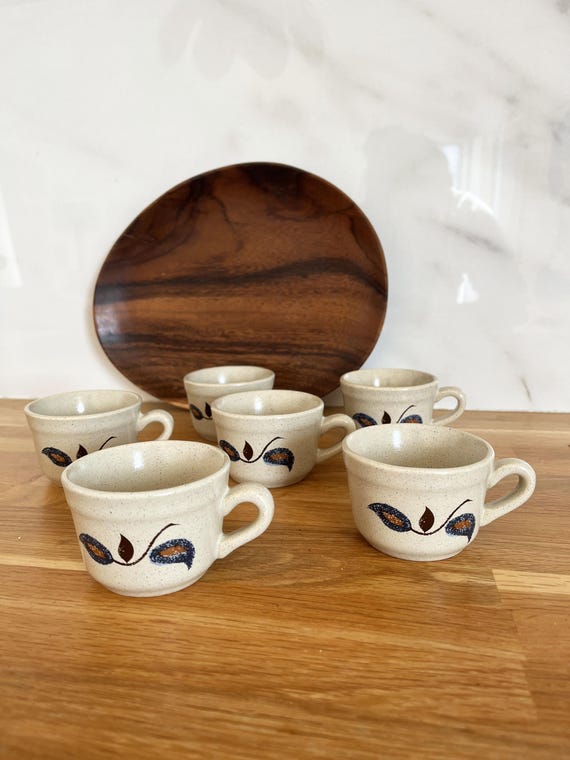 Set of 6 stoneware coffee cups, 1970s