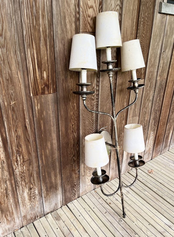 Large metal chandelier wall light 1950