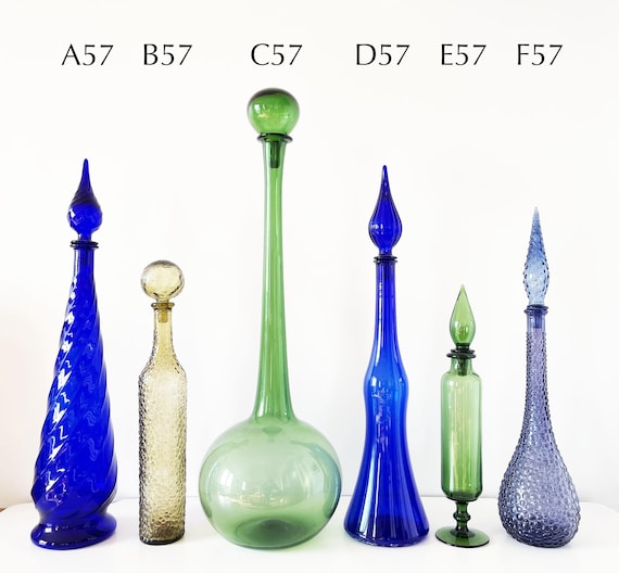 Verreries bouteilles ou carafes italiennes vintage en verre soufflé EMPOLI
