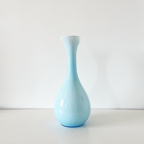 Large Italian turquoise opaline glass vase, 1960s