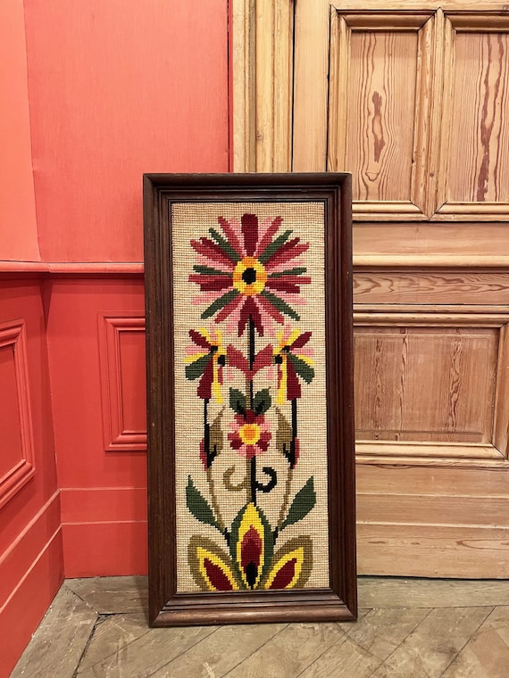 Grand canevas tapisserie laine 1970