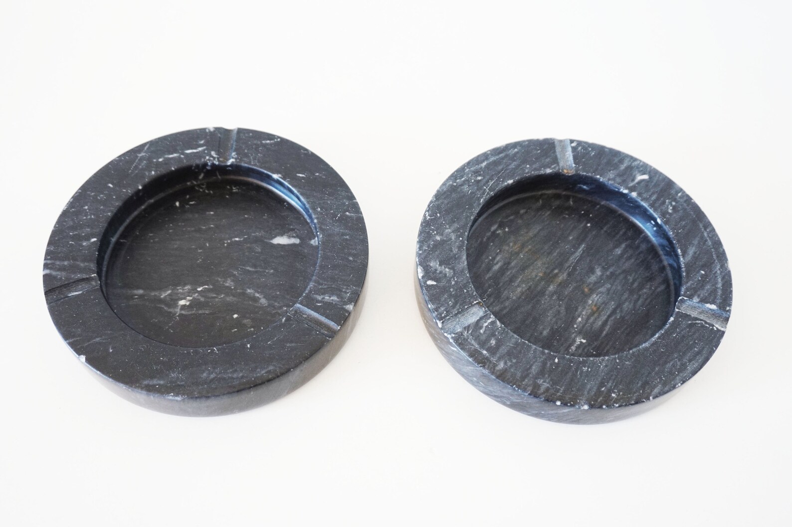 Pair of Vintage Ashtrays in Black Marble 1970 Etsy
