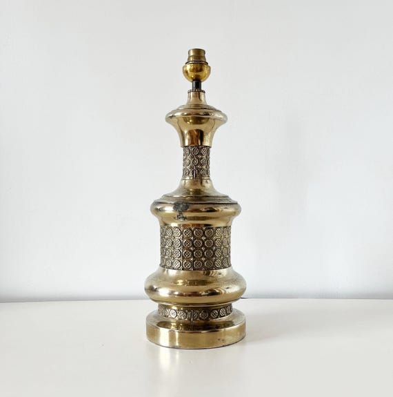 Antique 1950s gilt metal lamp base