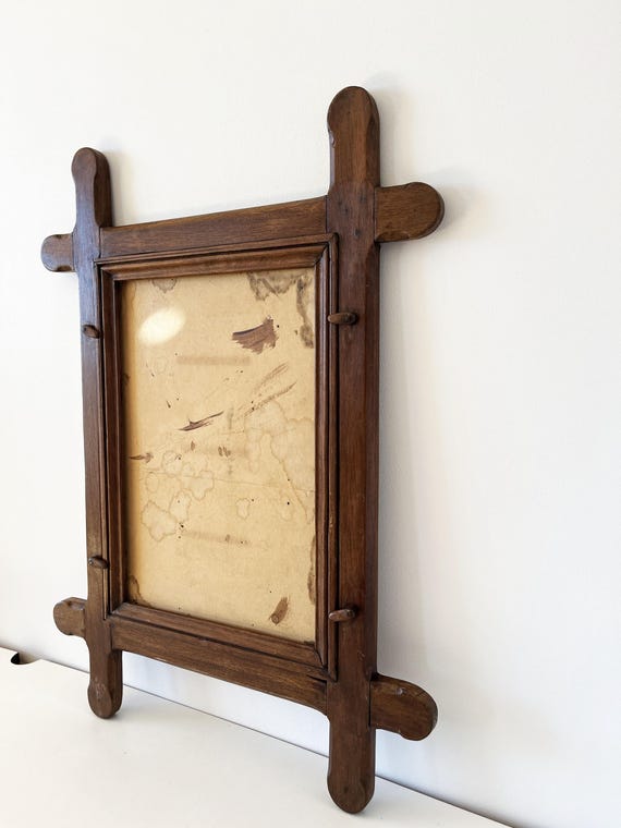 Antique Brutalist Solid Wood Frame