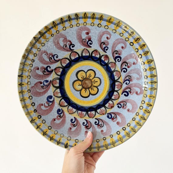 Mandala - Large hand painted decorative ceramic dish