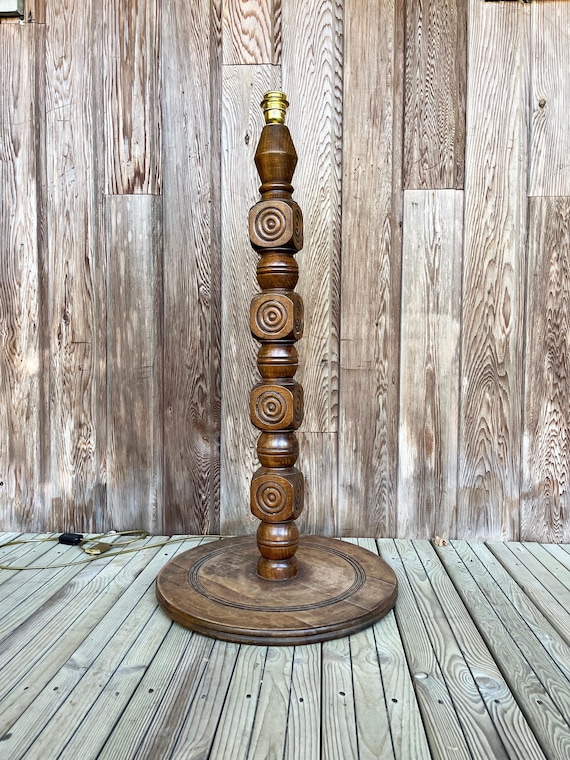Carved wooden lamp base 1950