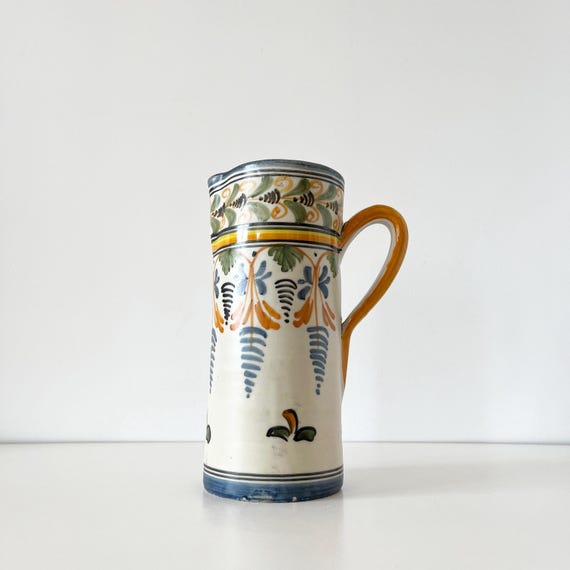 Vintage flower ceramic pitcher