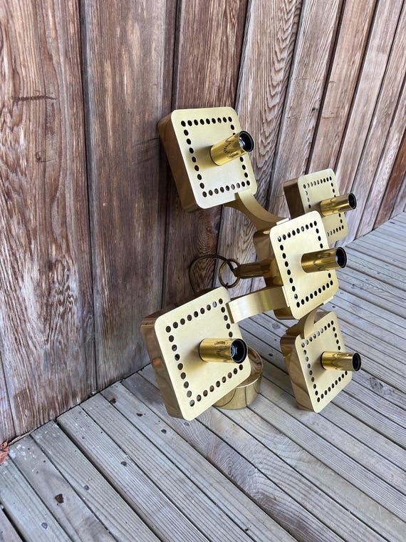 Italian brass ceiling light by Gaetano Sciolari, 1970