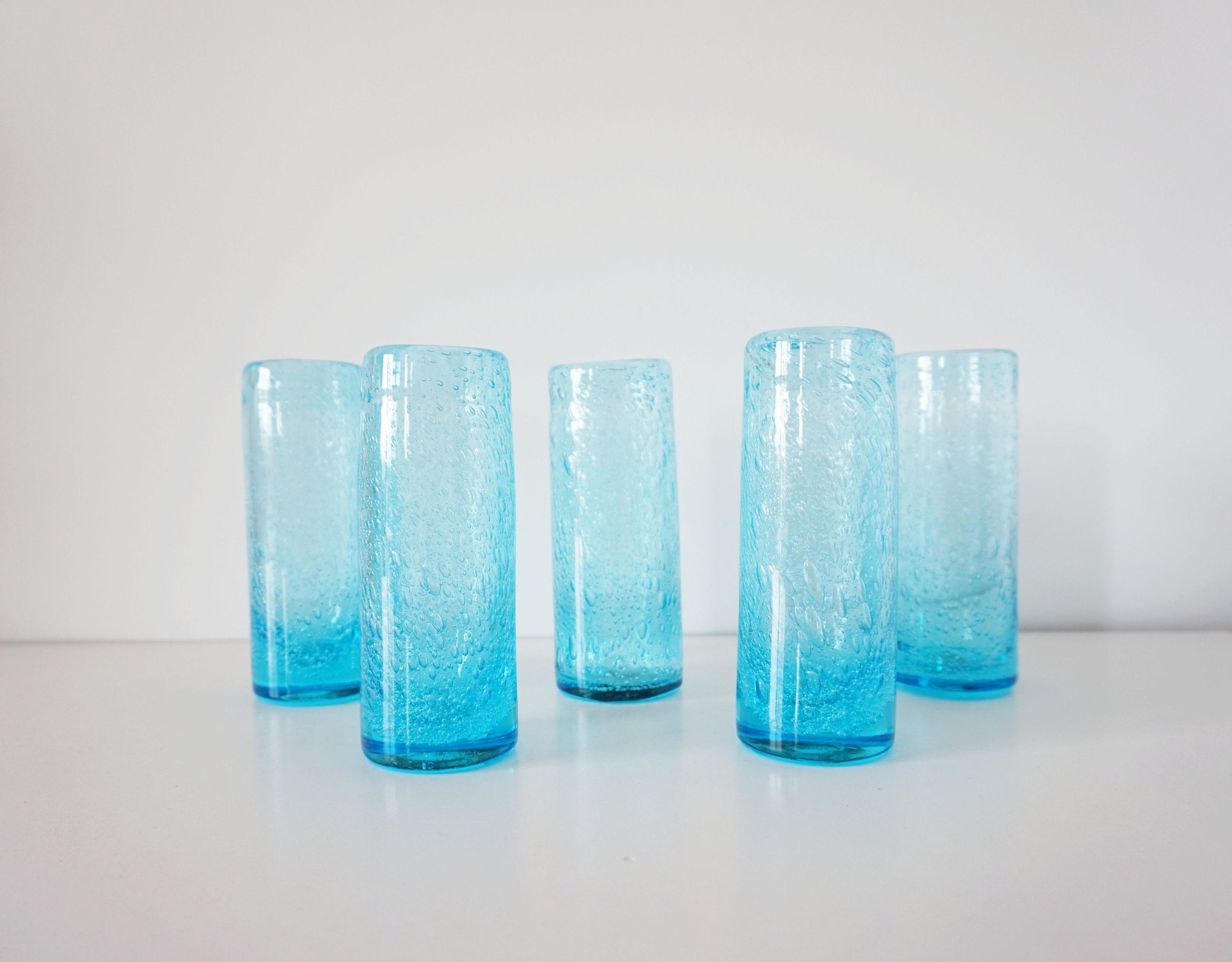 Lot de Verres à Eau en Verre Bullé Vintage 1960