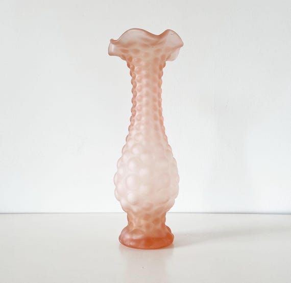 Vase corolle verre dépoli rose Empoli Italie 1960