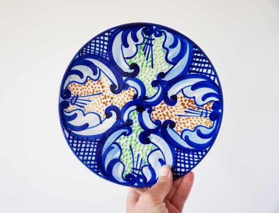 Vintage Spanish Painted Ceramic Plate