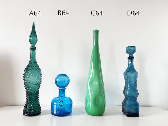 Vintage Italian glassware, bottles or carafes from the 1960s, EMPOLI