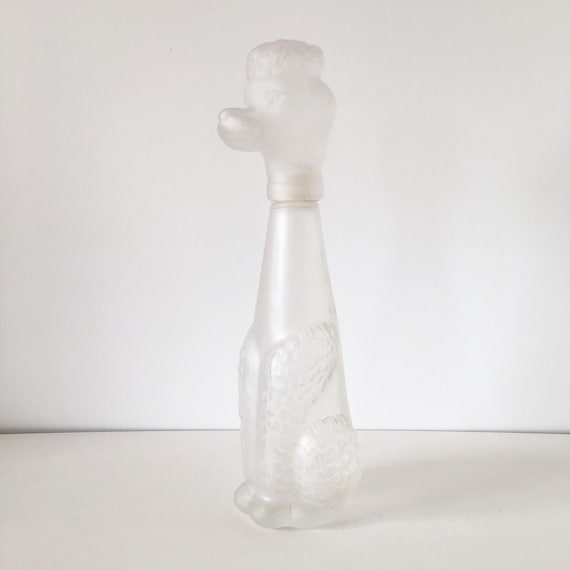 Frosted glass poodle dog carafe, Italy, Empoli, 1960s