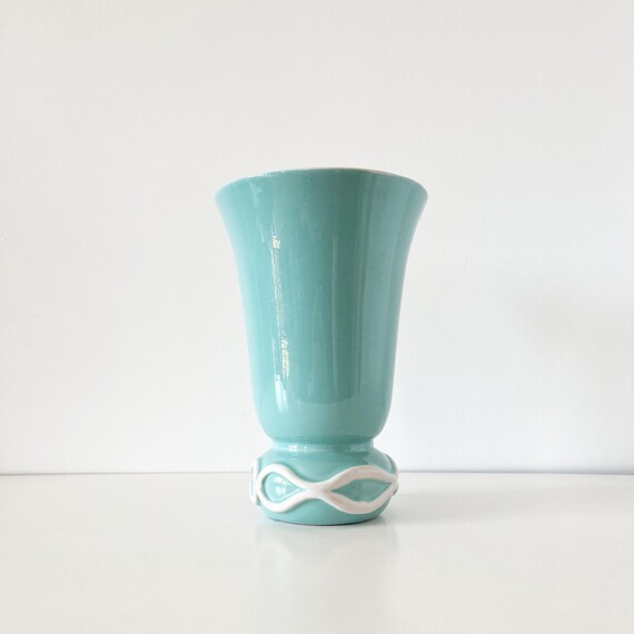 Saint Clement turquoise blue art deco vase 1940