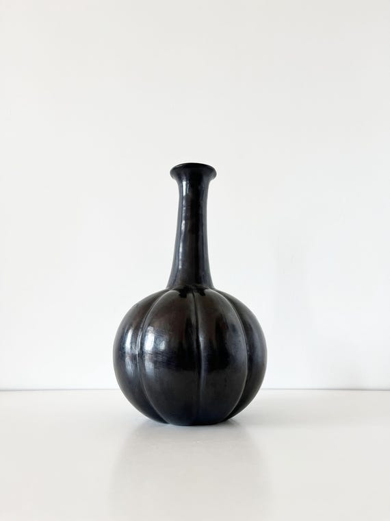 Black glazed ceramic vase, 1950