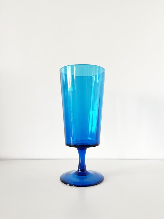 Blue footed vase - Empoli, Italy, 1960