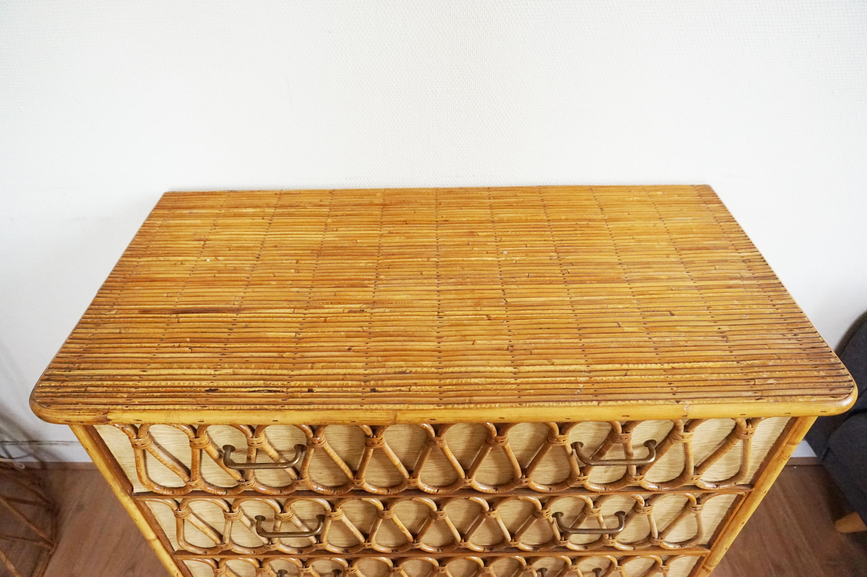 Vintage rattan and bamboo Dresser