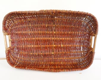 Large vintage woven Wicker rattan basket