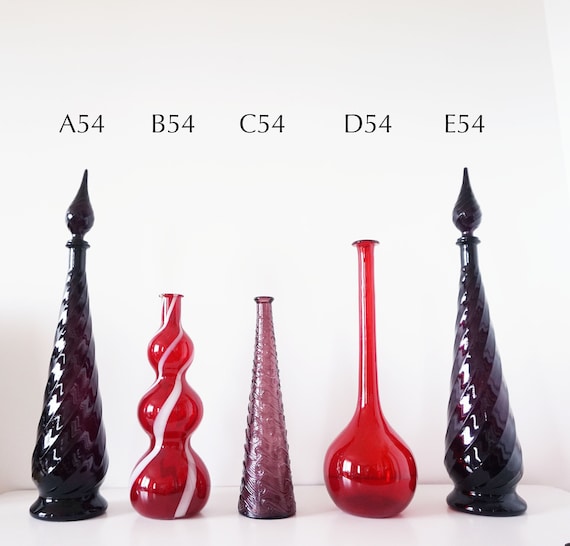 Vintage Italian glassware bottles or carafes in blown glass EMPOLI