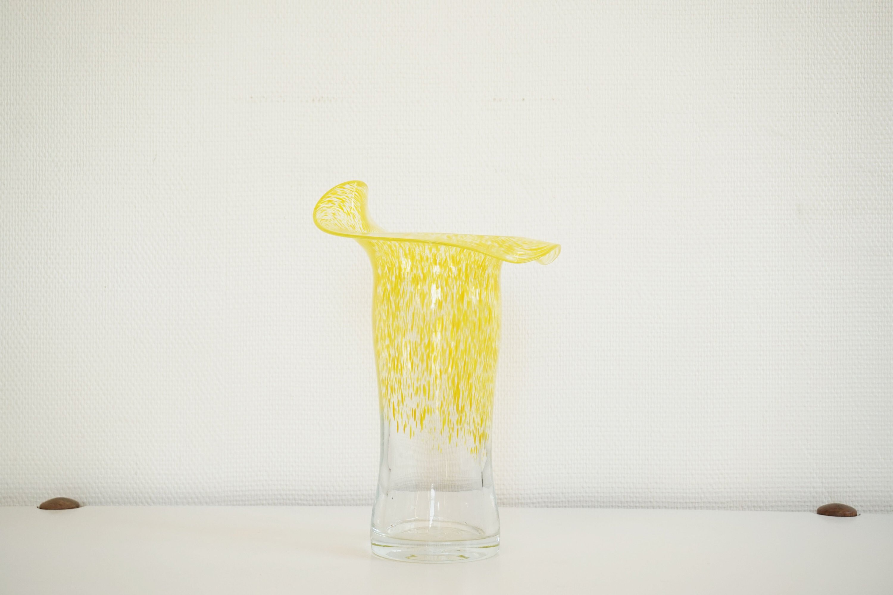 Vintage yellow blown glass vase